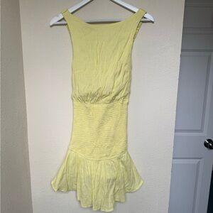 Yellow Sleeveless Ruffled Hem Dress